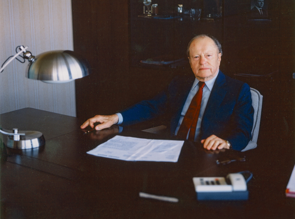 Mr Charles André at his desk in the early 1970s
